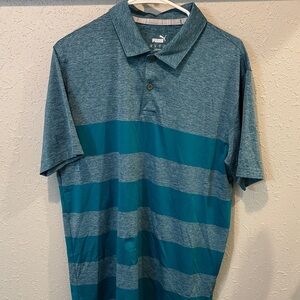 PUMA Men's Teal and Gray Polo Shirt